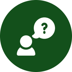 Person icon with speech bubble question mark.