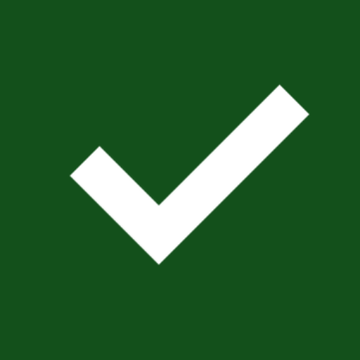 Black checkmark on a green background.